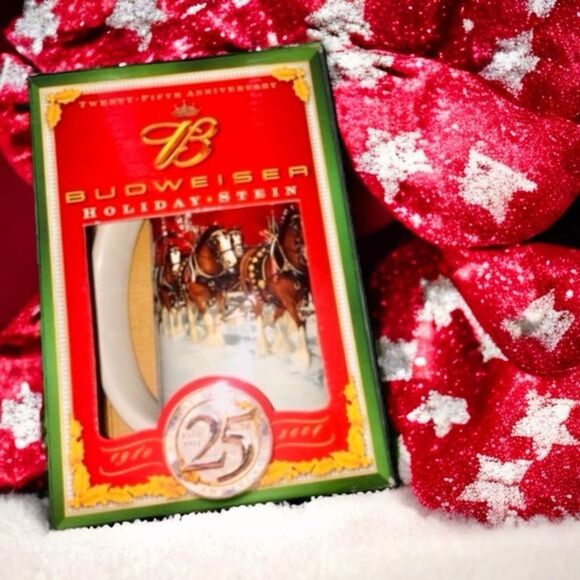 Budweiser NIB VTG 25th Anniversary Holiday Stein 2004 Y2K Clydesdale NEW IN BOX - Picture 8 of 15